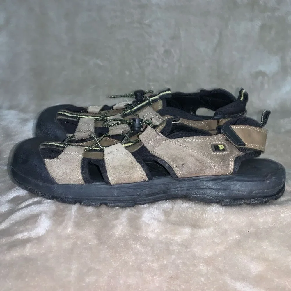 Mens Size 10 Hiking Walking‎ Outdoor Sandals Open Weave Tan Black Ankle Strap